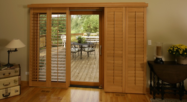 Indianapolis wood shutter sliding door